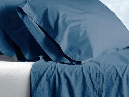 Park Avenue European Vintage BLUE Washed Cotton Sheet Sets For Sale