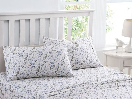 LAURA ASHLEY Spring Bloom WILDFLOWER 375THC Cotton Sheet Set For Sale