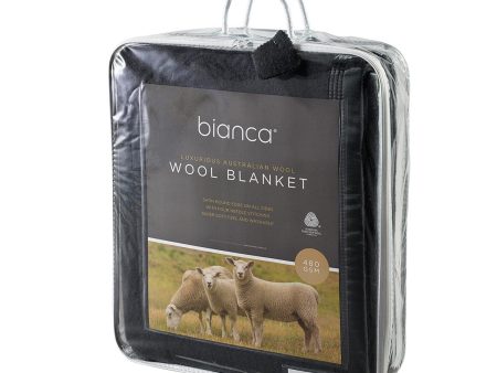 Australian Wool Blanket 480gsm Charcoal by bianca For Cheap