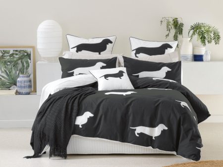 Dachshund Charcoal Quilt Cover Set by Bianca Online Hot Sale