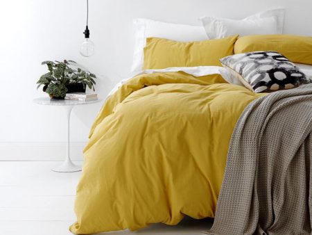 European Vintage Washed Cotton Quilt Cover Set MISTED YELLOW by Park Avenue on Sale