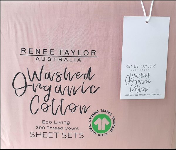 Organic Cotton Percale 300TC SEPIA ROSE Sheet Set by Renee Taylor Discount