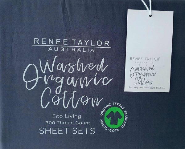 Organic Cotton Percale 300TC TURBULENCE Sheet Set by Renee Taylor Sale