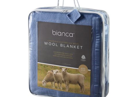 Australian Wool Blanket 480gsm Steel Blue by bianca Fashion