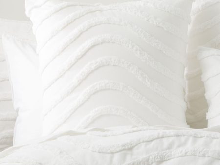 Wave WHITE European Pillowcases by Cloud Linen Sale