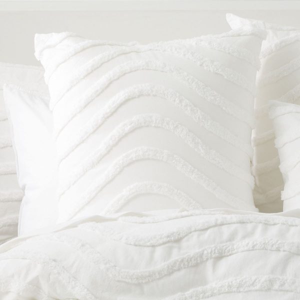 Wave WHITE European Pillowcases by Cloud Linen Sale