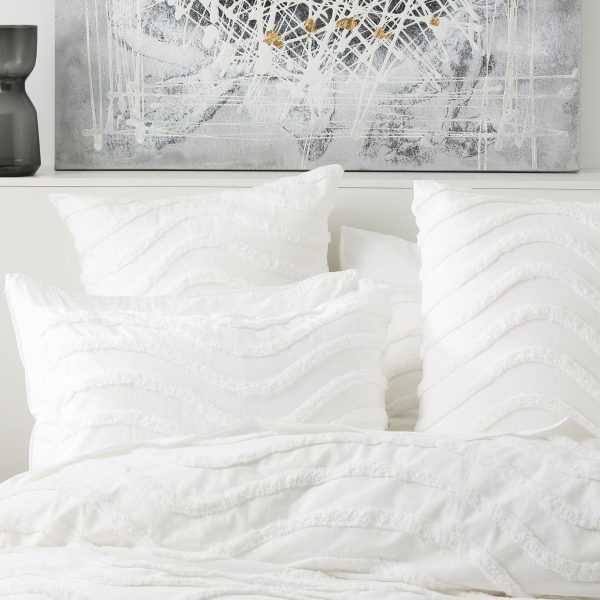 Wave WHITE European Pillowcases by Cloud Linen Sale