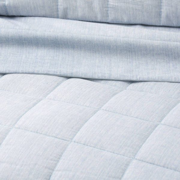 Park Avenue Paradis SKY Washed Chambray Quilted Quilt Cover Set Online Hot Sale