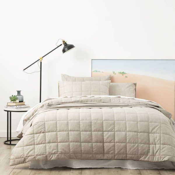 Park Avenue Paradis MUDDY TAUPE Washed Chambray Quilted Quilt Cover Set Online