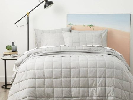 Park Avenue Paradis CHARCOAL Washed Chambray Quilted Quilt Cover Set For Sale