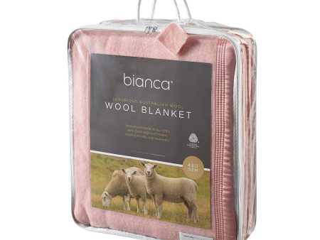 Australian Wool Blanket 480gsm Pink by bianca For Sale