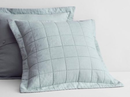 Abbotson Mint Frost Linen Quilted European Pillowcase by Sheridan Cheap