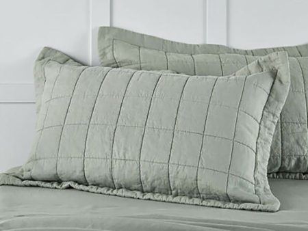 Abbotson Pistachio Linen Quilted Standard Pillowcase by Sheridan For Discount