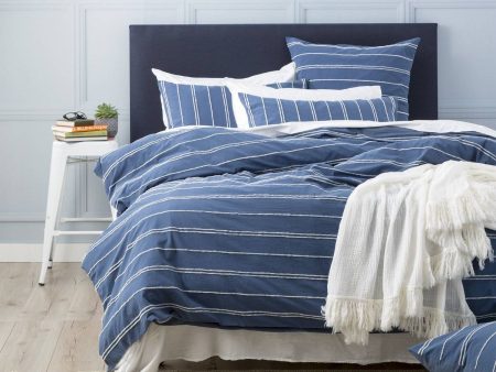 Hudson Vintage Washed Cotton Chenille Blue Quilt Cover Set by Renee Taylor Online Sale