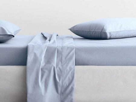 300TC Organic Classic Percale SOFT BLUE Sheet Set by Sheridan Online