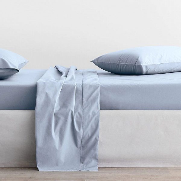 300TC Organic Classic Percale SOFT BLUE Sheet Set by Sheridan Online