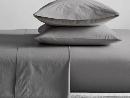 Organic Cotton Percale 300TC STEEL GREY Sheet Set by Renee Taylor Online Sale