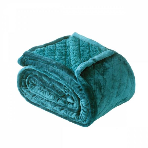 Mansfield Teal Sherpa Blanket by Bianca Supply