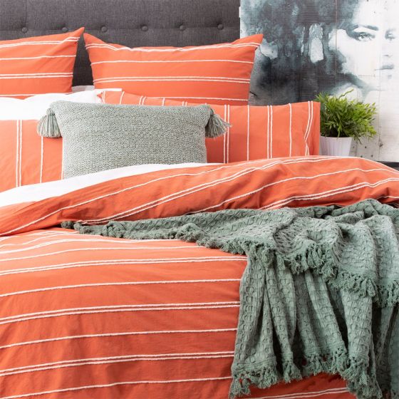 Hudson Vintage Washed Cotton Chenille Paprika Quilt Cover Set by Renee Taylor Online