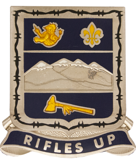 157th Infantry Regiment Colorado National Guard Unit Crest with RIFLES UP Motto Online now