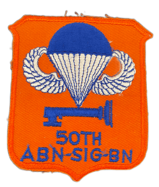 50th Airborne Signal Patch in Orange For Sale